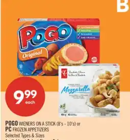 Shoppers Drug Mart POGO WIENERS ON A STICK (8's - 10's) or PC FROZEN APPETIZERS offer