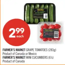 Shoppers Drug Mart FARMER'S MARKET GRAPE TOMATOES (283g) FARMER'S MARKET MINI CUCUMBERS (6's) offer