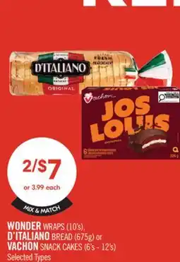 Shoppers Drug Mart WONDER WRAPS (10's), D'ITALIANO BREAD (675g) or VACHON SNACK CAKES (6's - 12's) offer