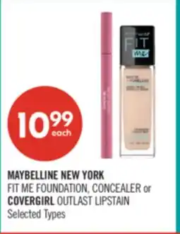 Shoppers Drug Mart MAYBELLINE NEW YORK FIT ME FOUNDATION, CONCEALER or COVERGIRL OUTLAST LIPSTAIN offer