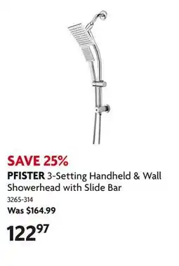 Home Hardware 3-Setting Handheld & Wall Showerhead with Slide Bar offer