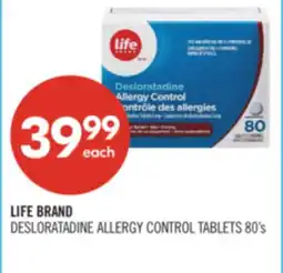 Shoppers Drug Mart LIFE BRAND DESLORATADINE ALLERGY CONTROL TABLETS offer