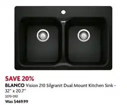 Home Hardware Vision 210 Silgranit Dual Mount Kitchen Sink - 32 x 20.7 offer