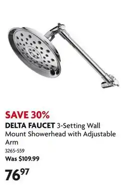 Home Hardware 3-Setting Wall Mount Showerhead with Adjustable Arm offer