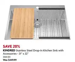 Home Hardware Stainless Steel Drop-In Kitchen Sink with Accessories - 31 x 22 offer