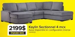 Leon's Kaylin Sectionnel 4 mcx avec fauteuil allongé à droite - gris offer