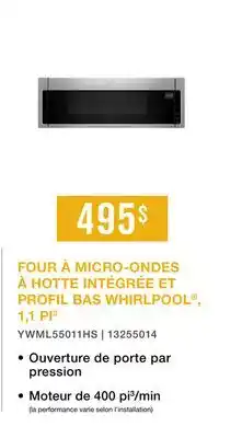 Leon's FOUR À MICRO-ONDES À HOTTE INTÉGRÉE ET PROFIL BAS WHIRLPOOL offer