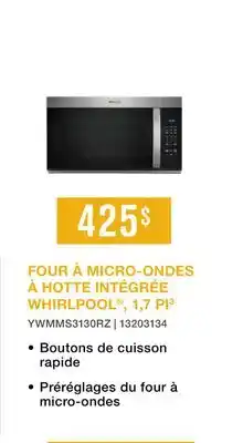 Leon's FOUR À MICRO-ONDES À HOTTE INTÉGRÉE WHIRPOOL offer