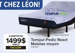 Leon's Tempur-Pedic React 2.0 moyen Matelas simple 10 po offer