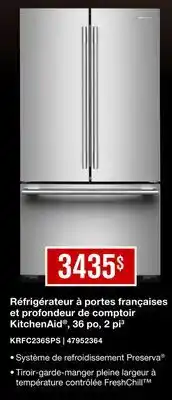 Leon's Réfrigérateur à portes françaises et profondeur de comptoir KitchenAid offer