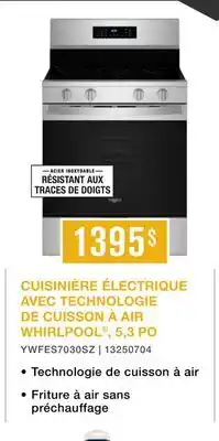 Leon's CUISINIÈRE ÉLECTRIQUE AVEC TECHNOLOGIE DE CUISSON À AIR WHIRLPOOL offer