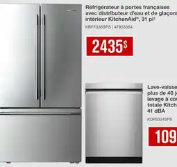 Leon's Réfrigérateur à portes françaises avec distributeur d'eau et de glaçons intérieur KitchenAid offer
