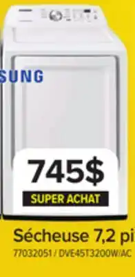 Leon's Samsung Sécheuse électrique 7,2 pi³ avec séchage par capteur blanc DVE45T3200W/AC offer