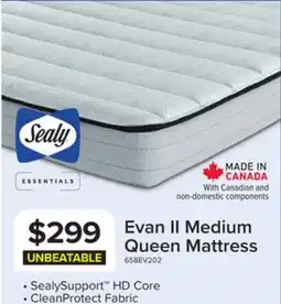 Leon's Sealy Essentials Evan II Medium Queen Mattress offer