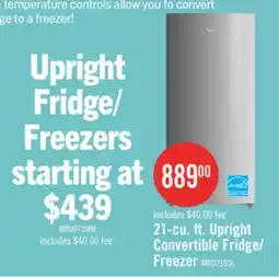 The Brick Midea 21 Cu. Ft. Convertible 2-in-1 Upright Refrigerator-Freezer - Stainless Steel - MRU21B6ASL offer