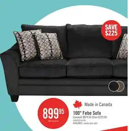 The Brick Made in Canada Febe 100 Chenille Fabric Sofa with Flared Arms and Accent Pillows - Charcoal Grey offer