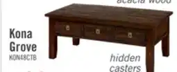 The Brick Konagrove 48 Rustic Coffee Table with Storage and Casters - Dark Brown Wood offer
