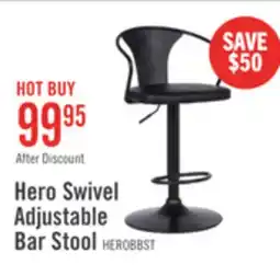 The Brick Hero Barstool with Swivel & Adjustable Seat, Vegan Leather Fabric, 23.5-32H, Metal - Charcoal offer