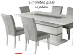 The Brick Garbo 7pc Dining Set with Table & 6 Chairs, Glass Insert, Pedestal Base, Glam, 78.75W - White offer