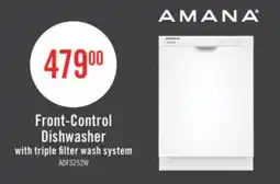 The Brick Amana 24 59 dBA Front-Control Dishwasher with Triple Filter Wash System - White - ADFS2524RW offer