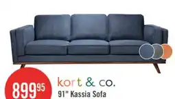 The Brick Kort & Co. Kassia 90.6 Linen-Look Fabric Sofa with Wood Base and Legs offer