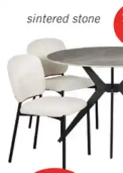 The Brick Luka 5pc Dining Set with Table & 4 Chairs, Sintered Stone Top, Metal, 43.5W Round - Grey/Taupe offer