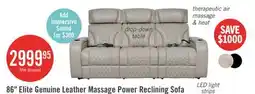 The Brick Elite 86 Genuine Leather Massage Power Reclining Sofa with Power Headrests and Storage Arms - Putty offer