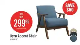 The Brick Kyra 28.5 Linen-Look Fabric Accent Chair with Curved Arms and Wood Frame - Blue offer