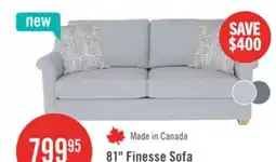 The Brick Finesse 81 Contemporary Chenille Fabric Sofa - Heather Grey offer