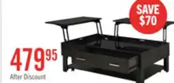 The Brick Landon 48 Modern Lift Top Coffee Table With Storage, Shelf and Casters - Dark Brown offer