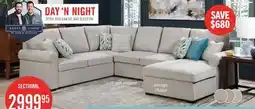 The Brick Scott Living Haven 3-Piece Chenille Fabric Sleeper Sectional - Grey offer