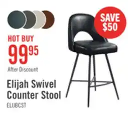 The Brick Elijah Counter-Height Stool with Swivel Seat & Vegan Leather Fabric, 26H, Metal - Black offer