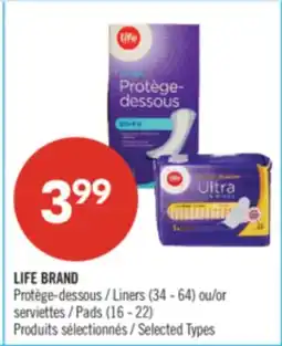 Pharmaprix LIFE BRAND Liners (34 - 64) or Pads (16 - 22) offer