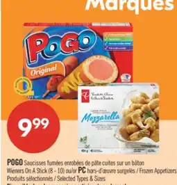 Pharmaprix POGO Wieners On A Stick (8 - 10) or PC Frozen Appetizers offer