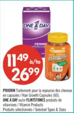 Pharmaprix PRIORIN Hair Growth Capsules (60), ONE DAT or FLINTSTONES Vitamin Products offer