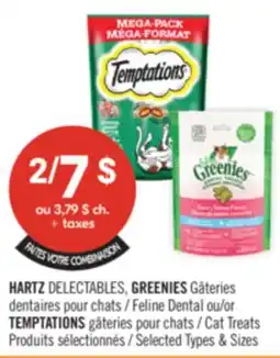 Pharmaprix HARTZ DELECTABLES, GREENIES Feline Dental or TEMPTATIONS Cat Treats offer