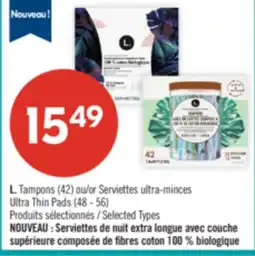 Pharmaprix L. Tampons (42) ou/or Serviettes ultra-minces Ultra Thin Pads (48 - 56) offer
