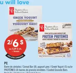 Pharmaprix PC Cereal Bar (8), Greek Yogurt (5) or PROTÉINES (4) Coated Granola Bars offer