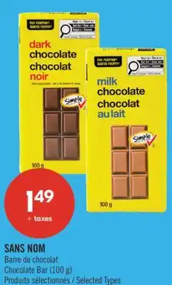 Pharmaprix NO NAME Chocolate Bar (100 g) offer