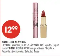 Pharmaprix MAYBELLINE NEW YORK SKY HIGH Mascara, SUPERSTAY VINYL INK Liquid or L'ORÉAL COLOR RICHE Lipstick offer