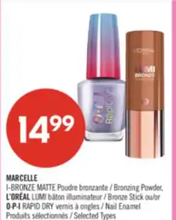 Pharmaprix MARCELLE Bronzing Powder, L'ORÉAL Bronze Stick or O·P·I RAPID DRY offer
