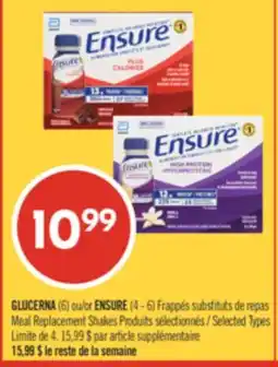 Pharmaprix GLUCERNA (6) orENSURE(4 - 6) Meal Replacement Shakes offer