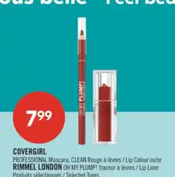 Pharmaprix COVERGIRL PROFESSIONAL Mascara, CLEAN or RIMMEL LONDON OH MY PLUMP! Lip Liner offer