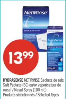 Pharmaprix HYDRASENSE NETIRINSE Salt Packets (60) or Nasal Spray (100 mL) offer
