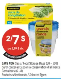 Pharmaprix NO NAME Food Storage Bags (30 - 100) or Containers (6 - 8) offer