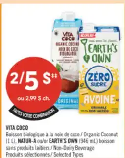 Pharmaprix VITA COCO Organic Coconut (1 L), NATUR-A or EARTH'S OWN (946 mL) Non-Dairy Beverage offer