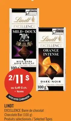 Pharmaprix LINDT EXCELLENCE Chocolate Bar (100 g) offer