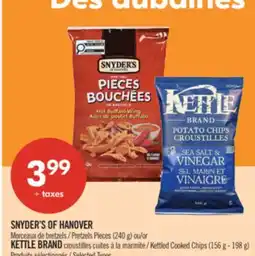 Pharmaprix SNYDER'S OF HANOVER Pretzels Pieces (240 g) or KETTLE BRAND Kettled Cooked Chips (156 g - 198 g) offer
