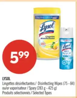 Pharmaprix LYSOL Disinfecting Wipes (75 - 84) or Spary (283 g - 425 g) offer