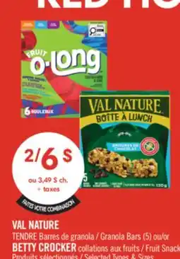 Pharmaprix VAL NATURE Granola Bars (5) or BETTY CROCKER Fruit Snacks offer